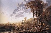 CUYP, Aelbert, Evening Landscape with Horsemen and Shepherds dgj